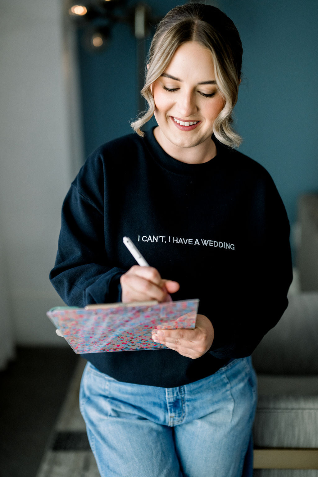 I Can't I have a Wedding Unisex Sweatshirt (white embroidery)