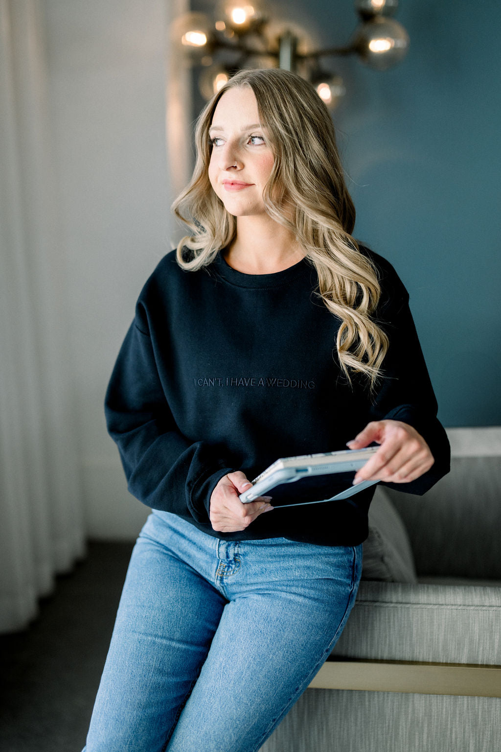 I Can't I have a wedding Unisex Sweatshirt (black embroidery)