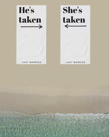She's taken Just Married Beach Towel